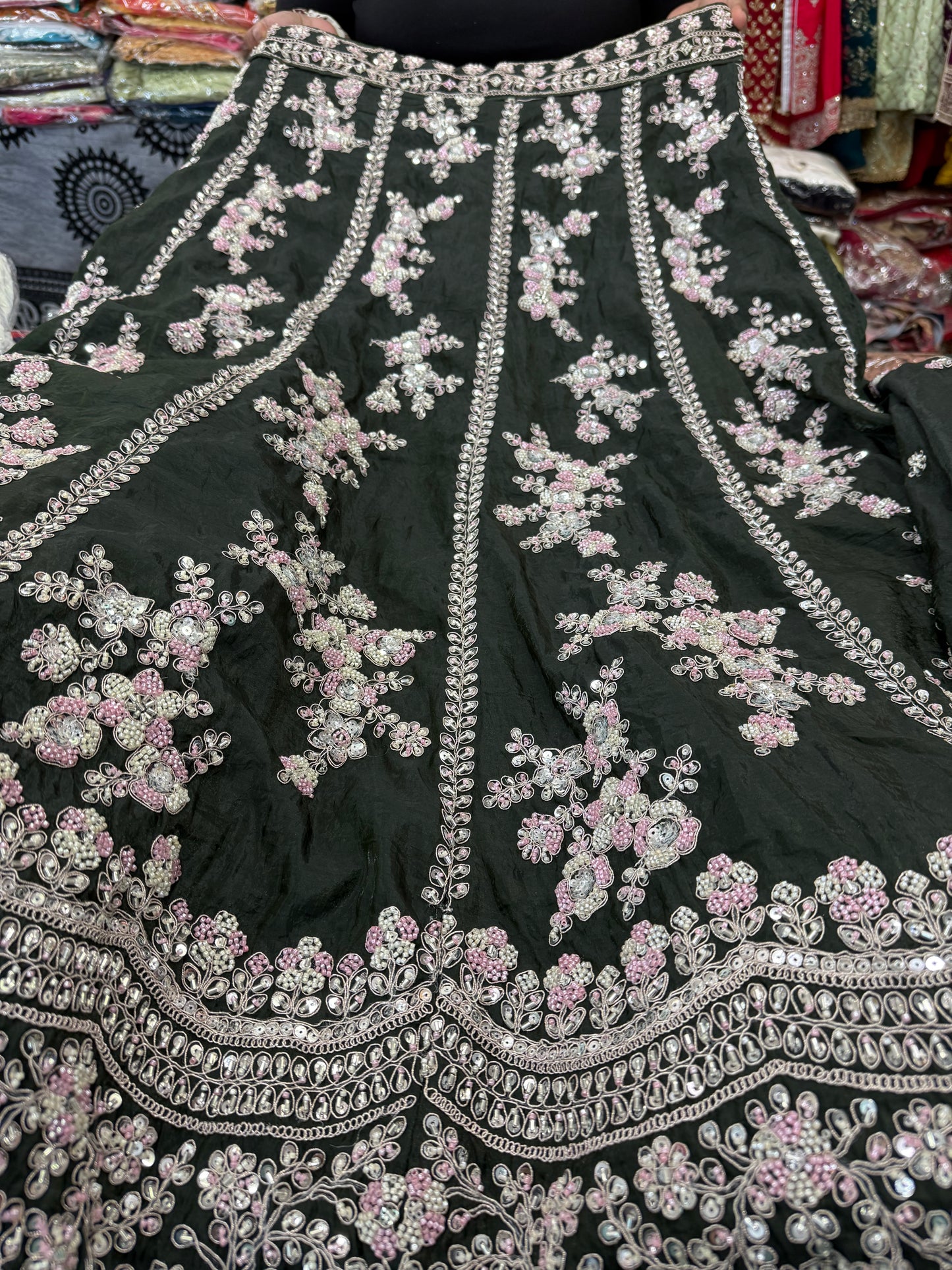 Beautiful designer semi stitched fully embroidery lengha