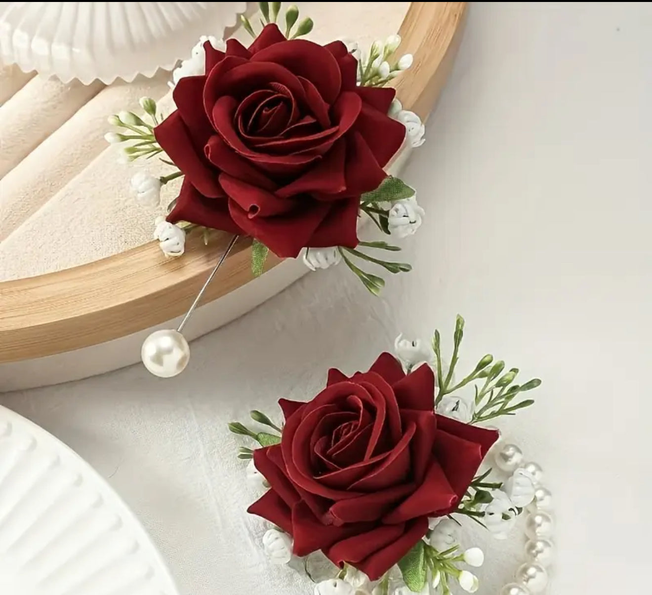 Beautiful designer bride & groom brooch & wrist band set