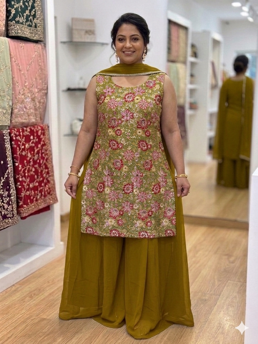 Beautiful designer plazo suit