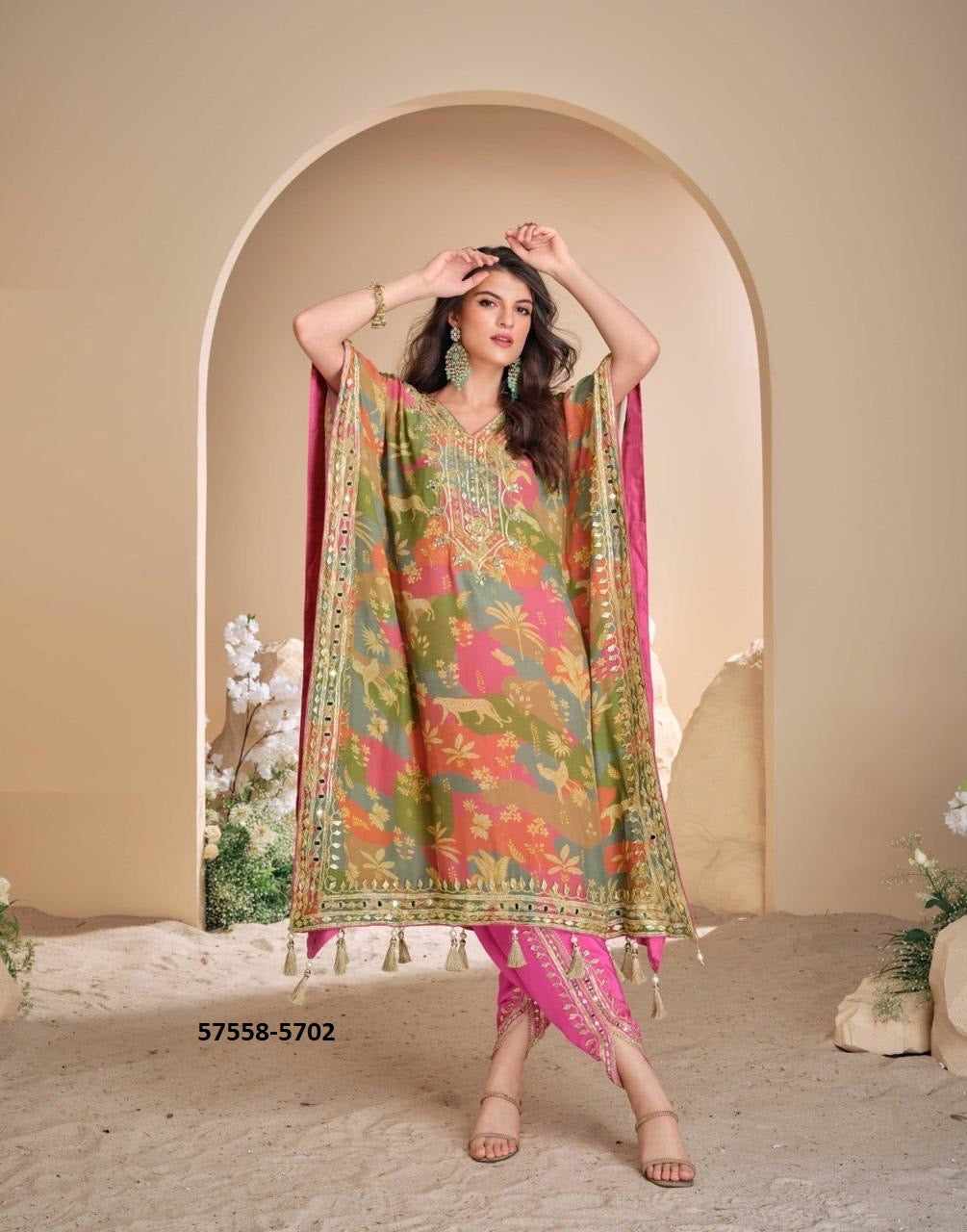 Beautiful designer kaftan with dhoti salwar
