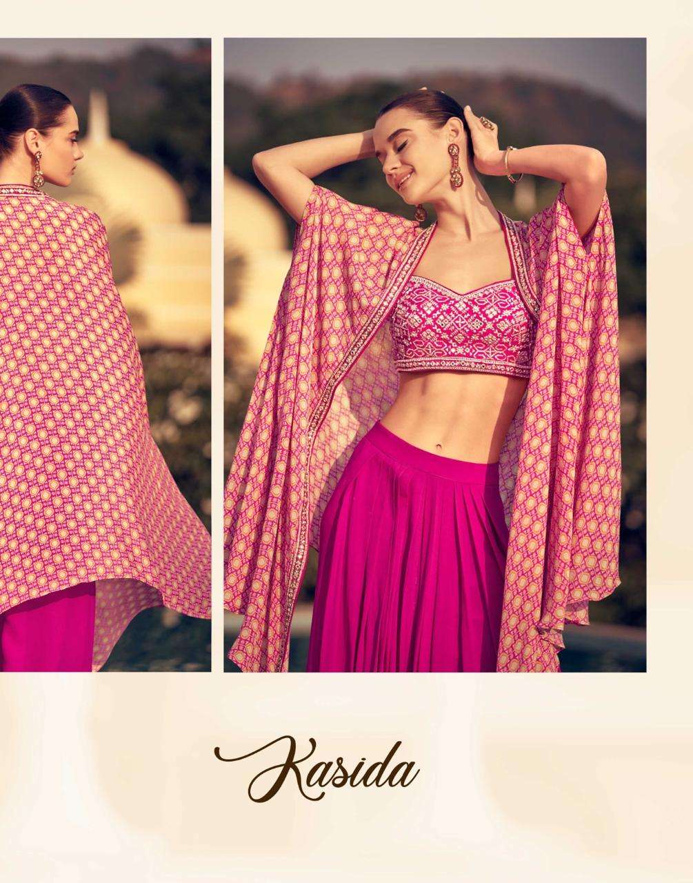 Beautiful designer indowestern top with skirt & shrug
