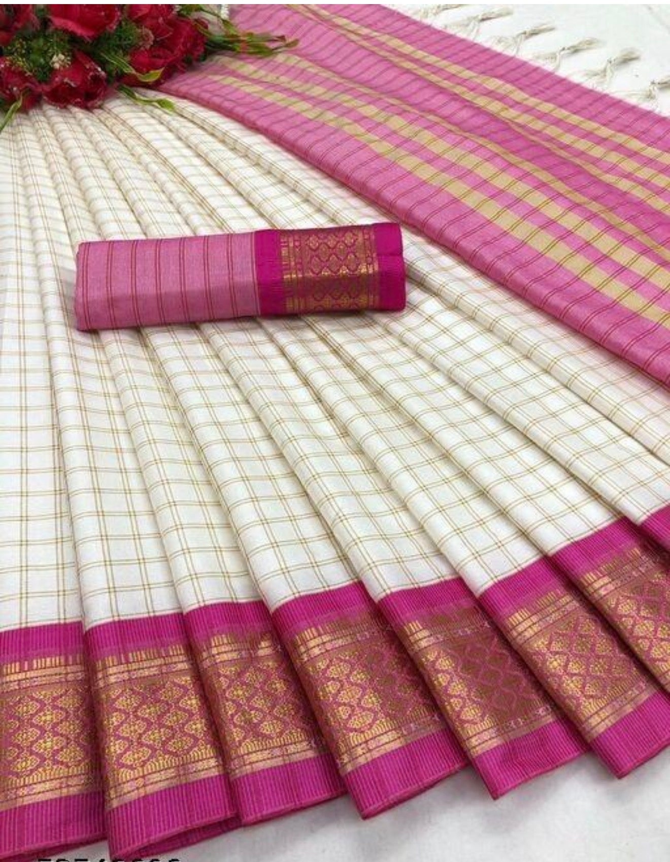 Beautiful designer chettinad checked silk saree