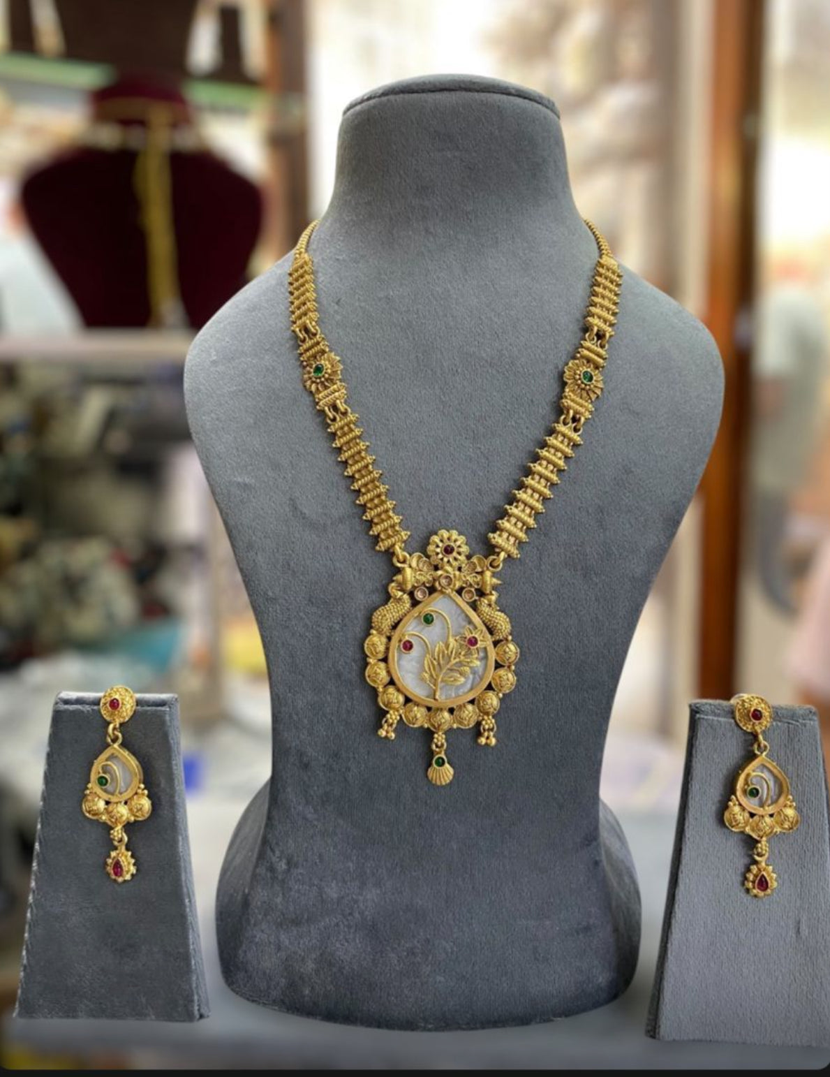 Beautiful designer long temple necklace set