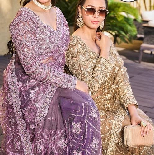 Beautiful designer saree with readymade blouse