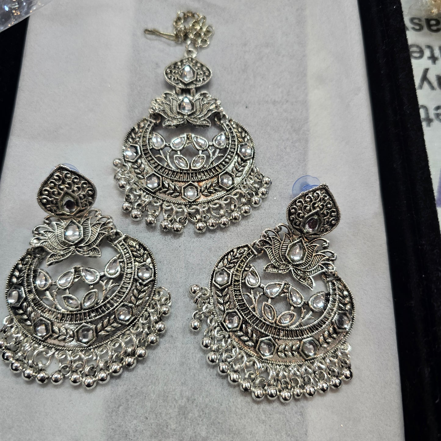 Beautiful designer oxidised earring and tikkah set