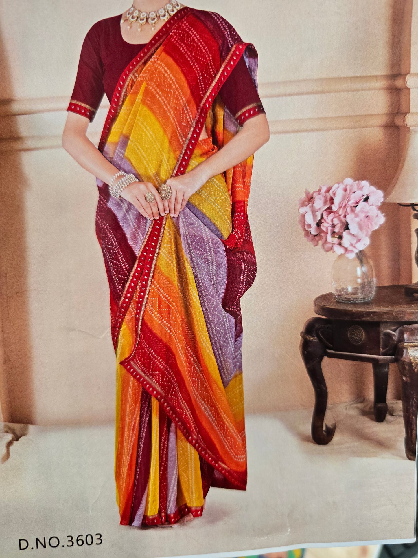 Beautiful designer chiffon bandhani saree