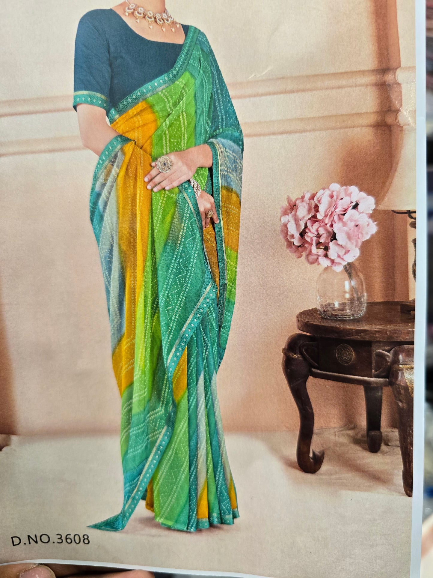 Beautiful designer chiffon bandhani saree