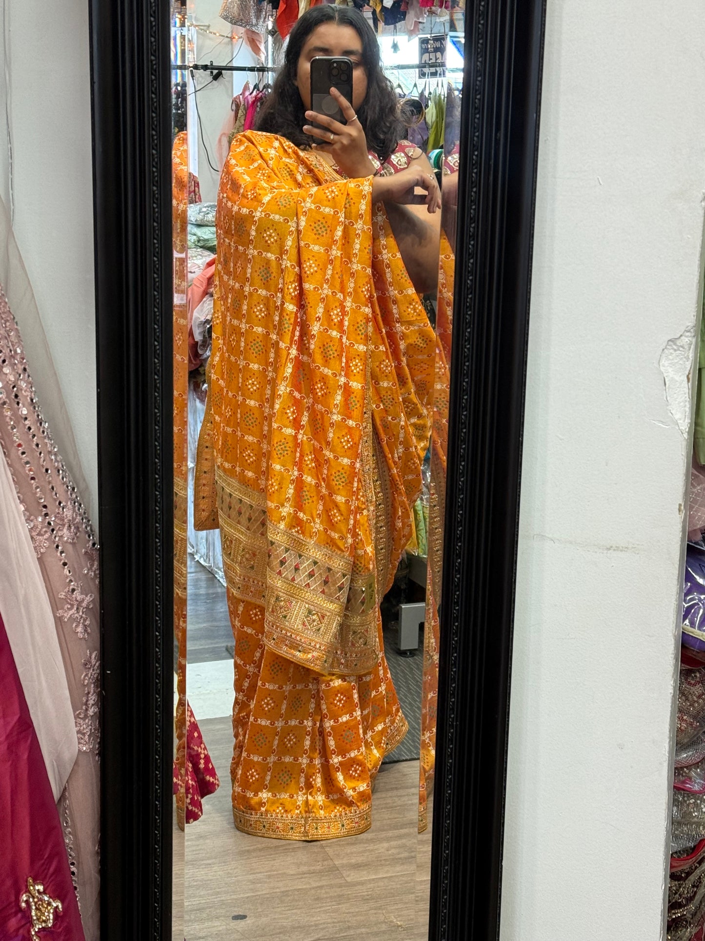Beautiful designer bandhani silk saree