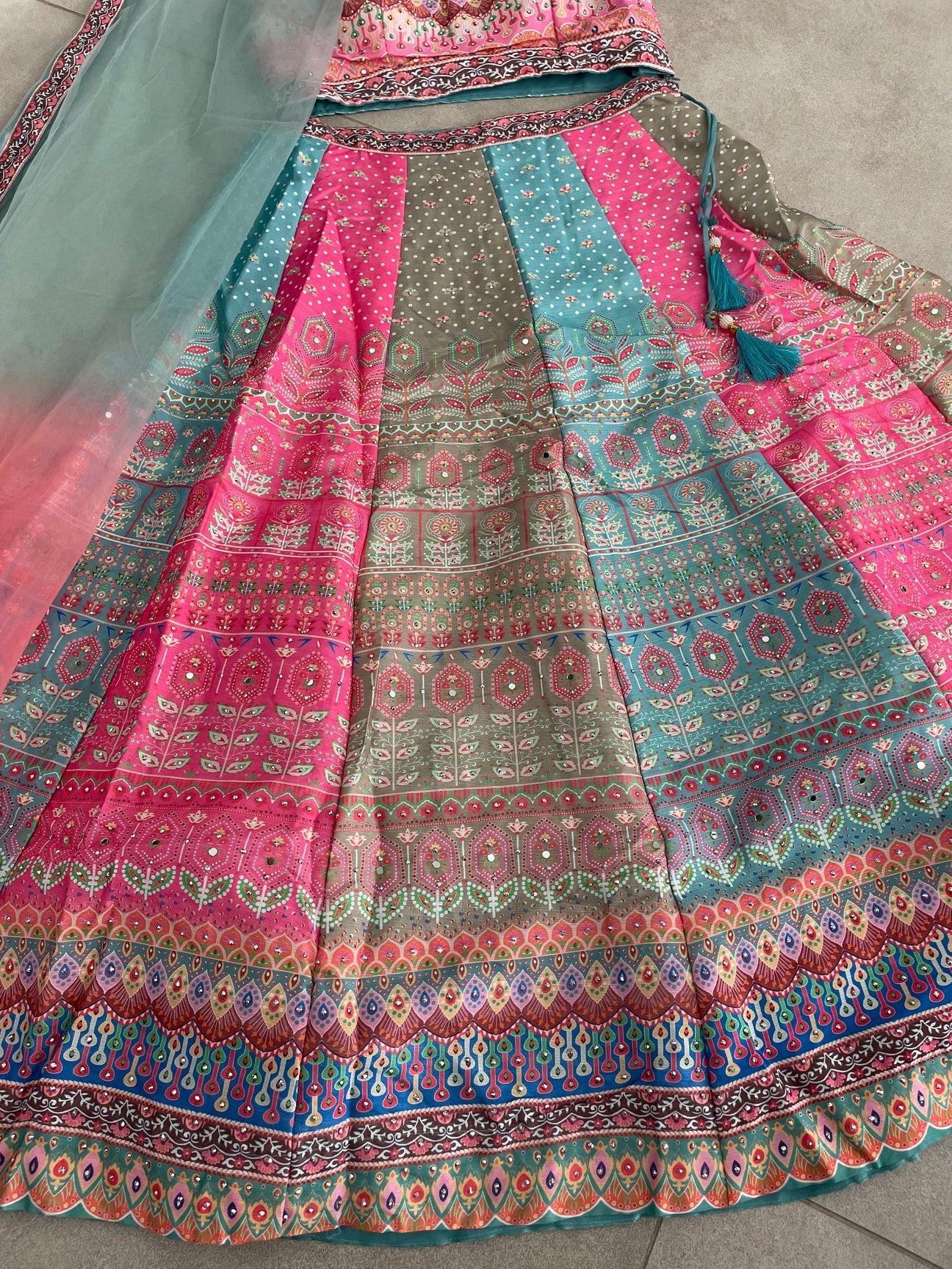 Beautiful designer digital print silk lengha choli