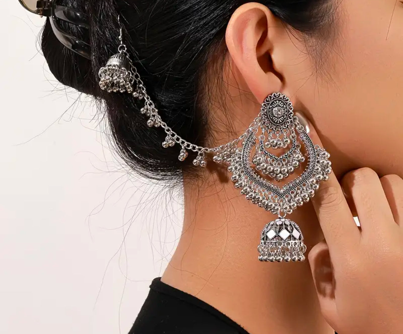 Beautiful designer oxidised bahubali earrings jhumki