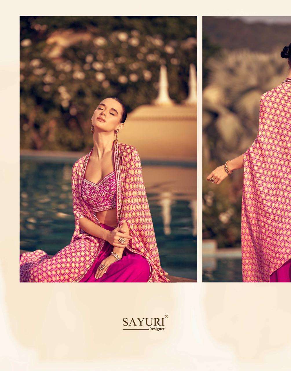 Beautiful designer indowestern top with skirt & shrug