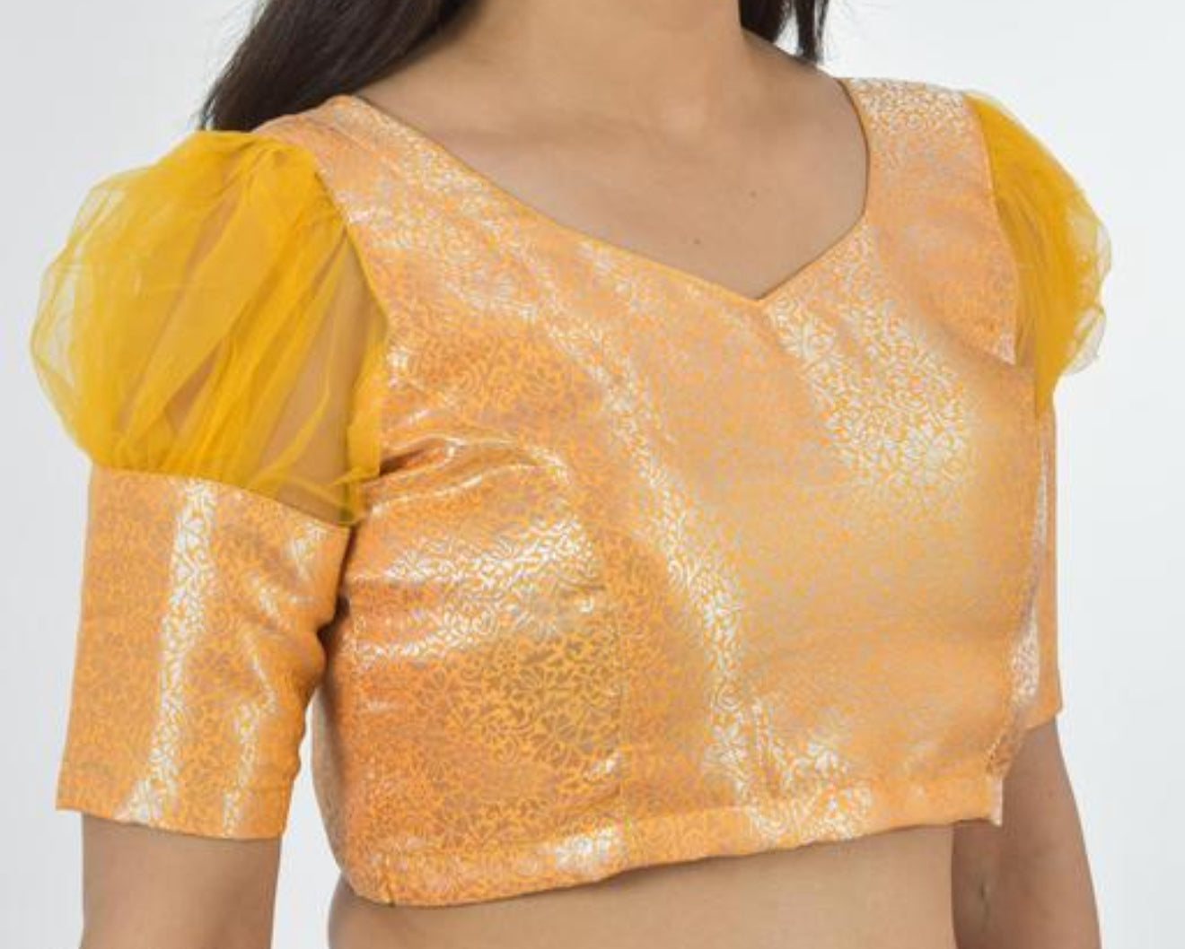 Beautiful designer net sleeves brocade blouse
