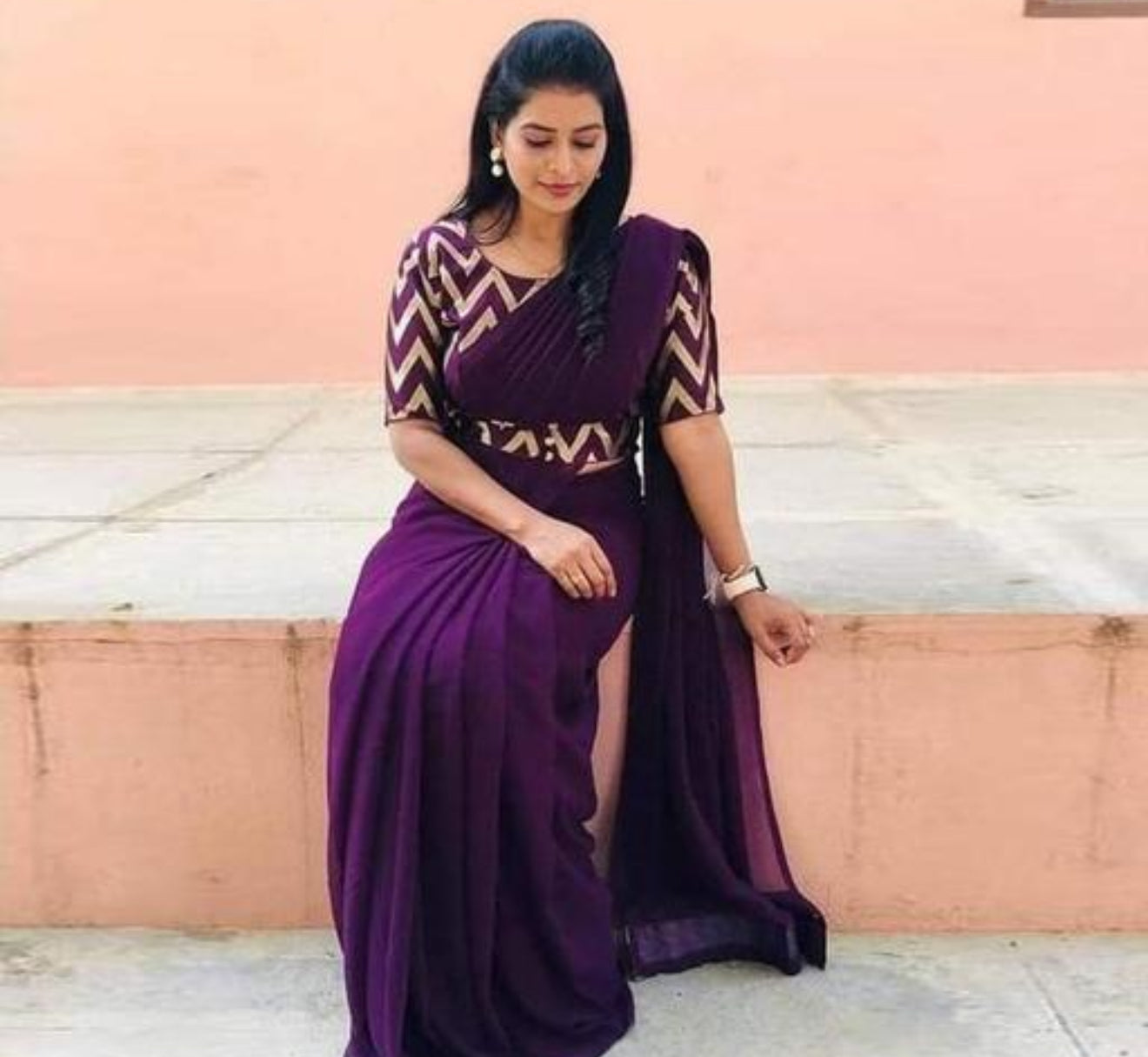 Beautiful designer saree with readymade blouse