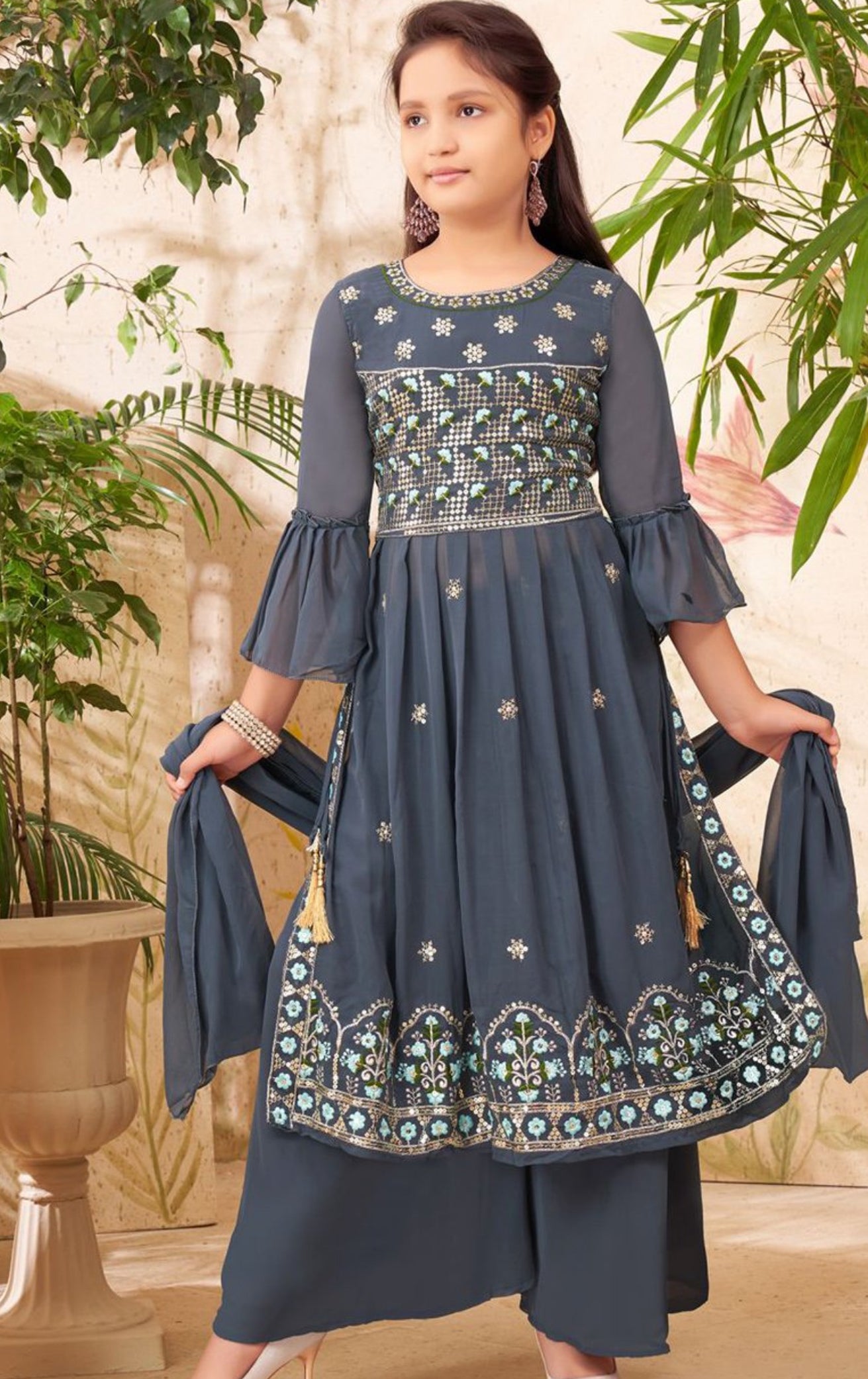 Beautiful designer nyra cut suit for girls