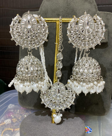Beautiful designer earrings with tikka/ bindi