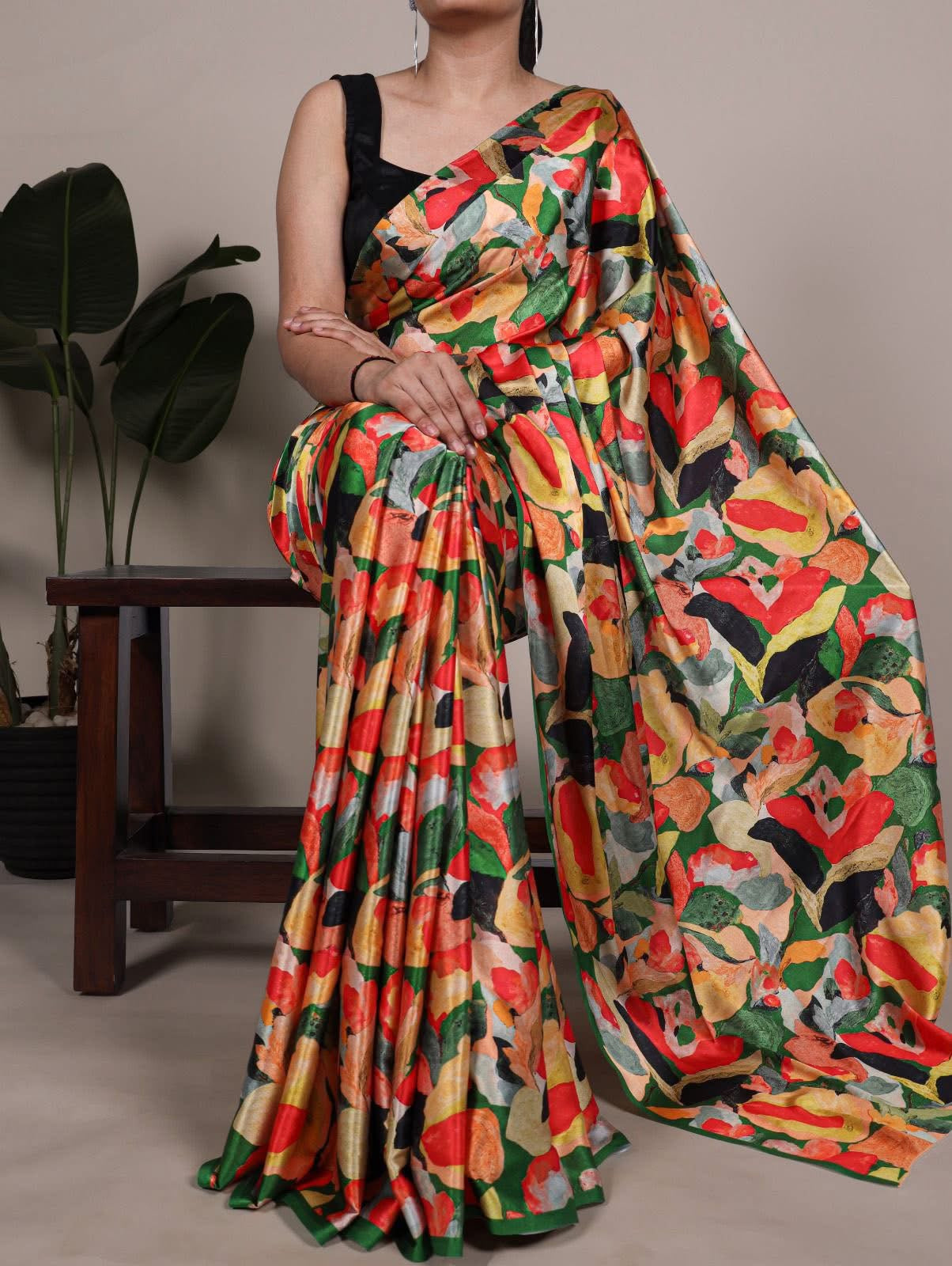 Beautiful designer satin silk saree