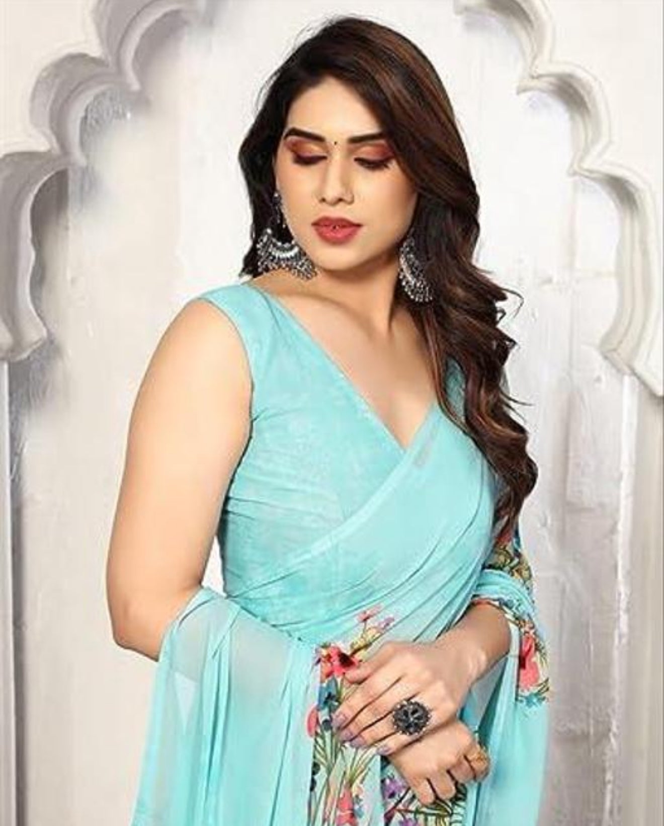 Beautiful designer geogrette floral saree