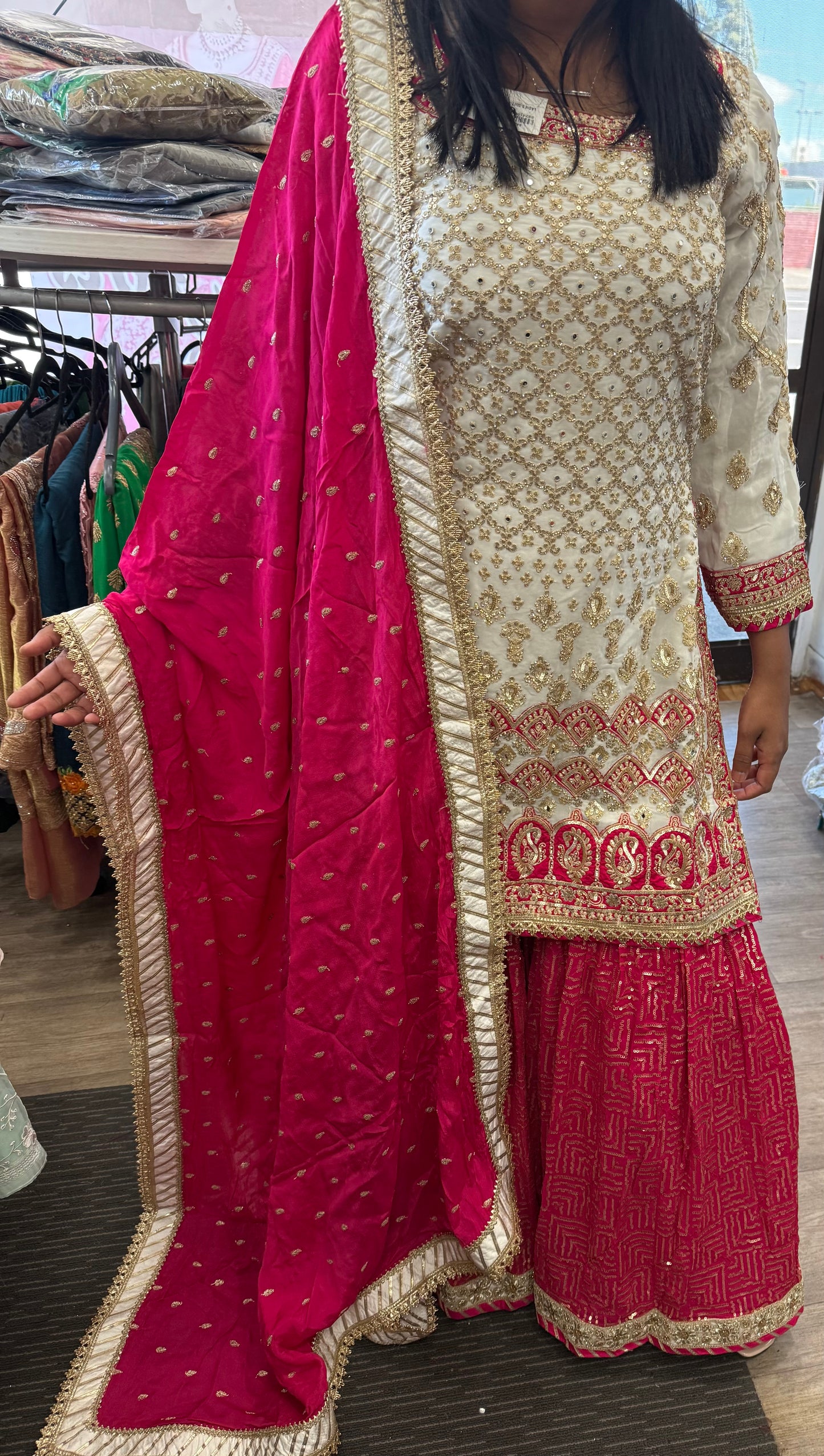 Beautiful designer heavily embroidery sharara suit