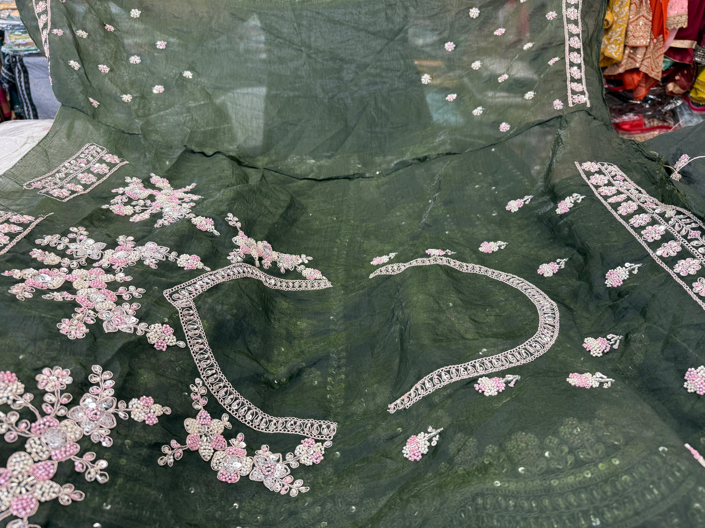 Beautiful designer semi stitched fully embroidery lengha