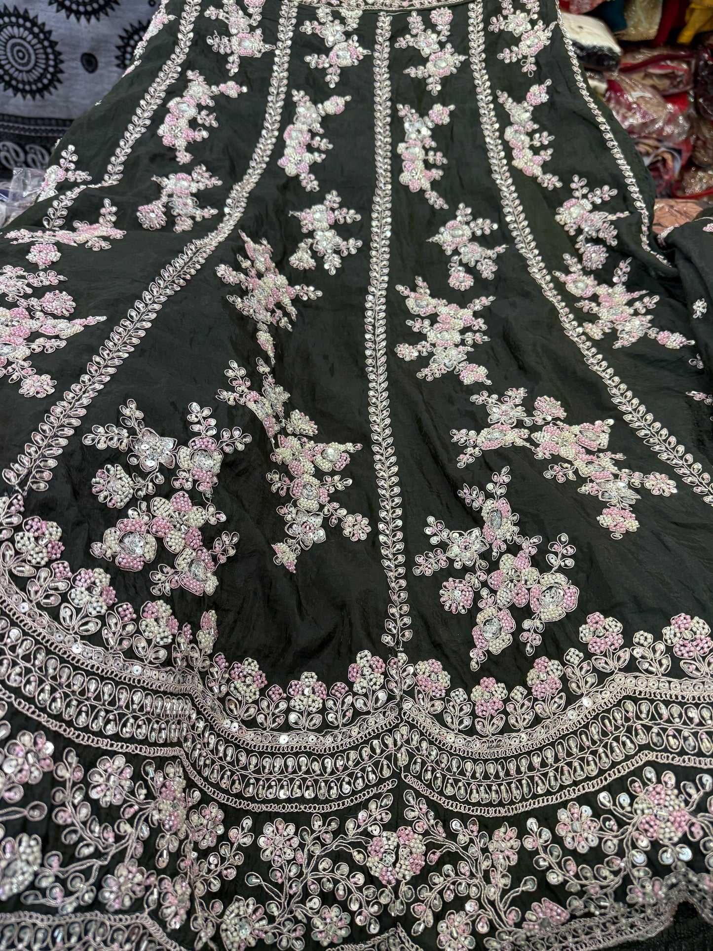 Beautiful designer semi stitched fully embroidery lengha