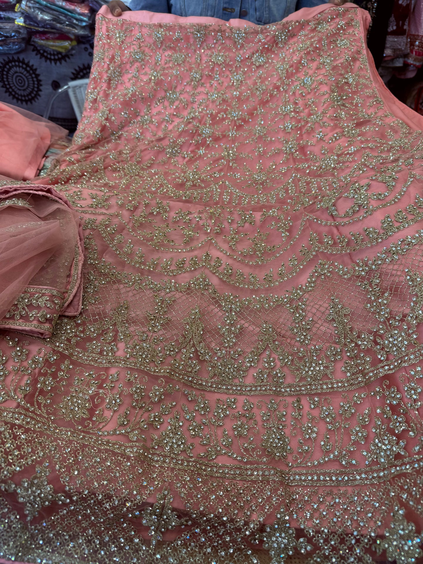 Beautiful designer semi stitch lengha