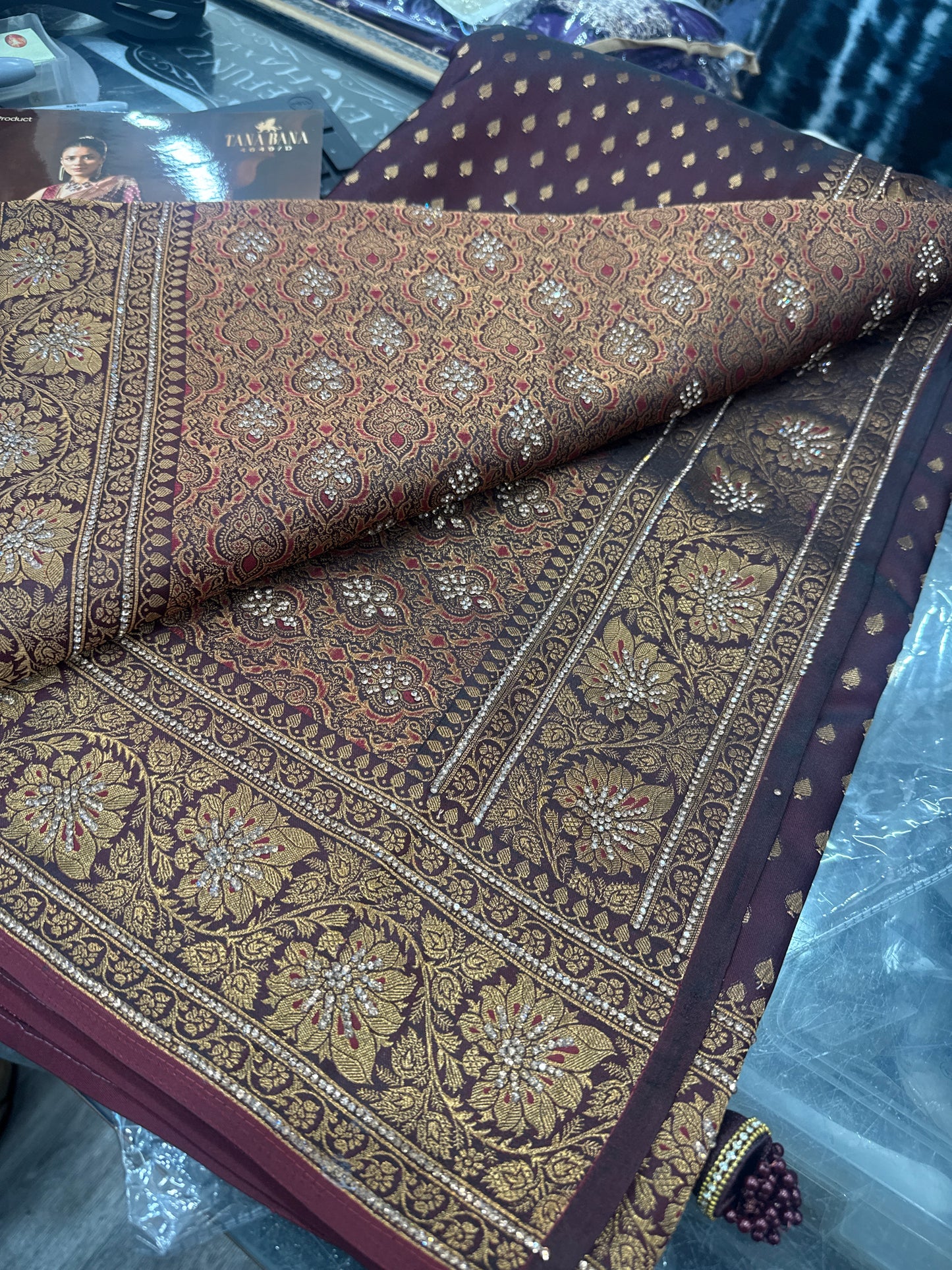 Beautiful designer pure silk stone work saree
