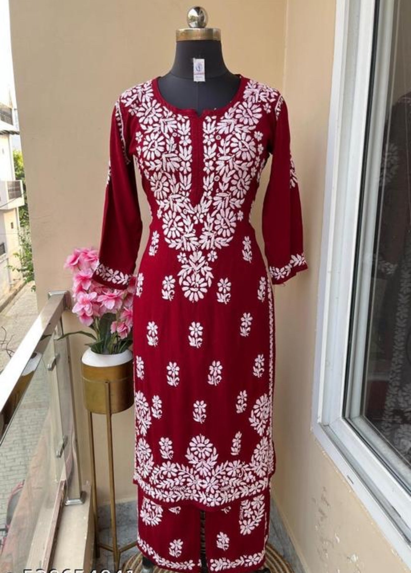 Beautiful designer lucknowi embroidery Kurti plazo