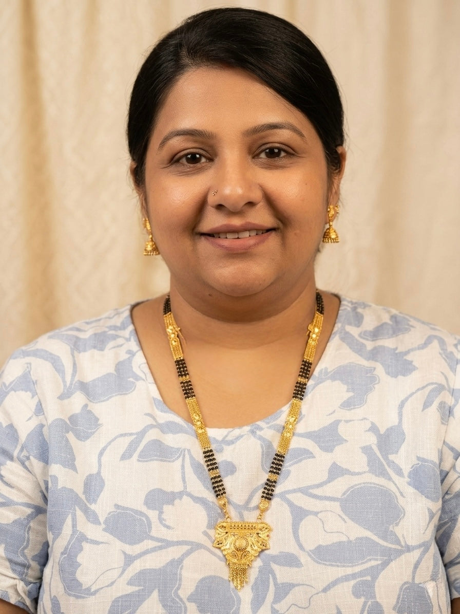 Beautiful designer long length gold plated mangalsutra