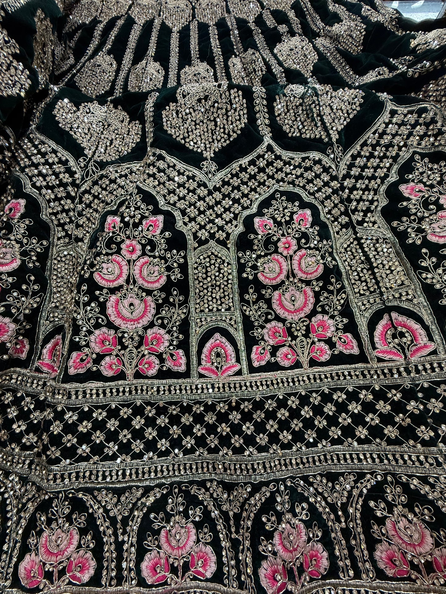 Beautiful designer bridal velvet unstitched lengha