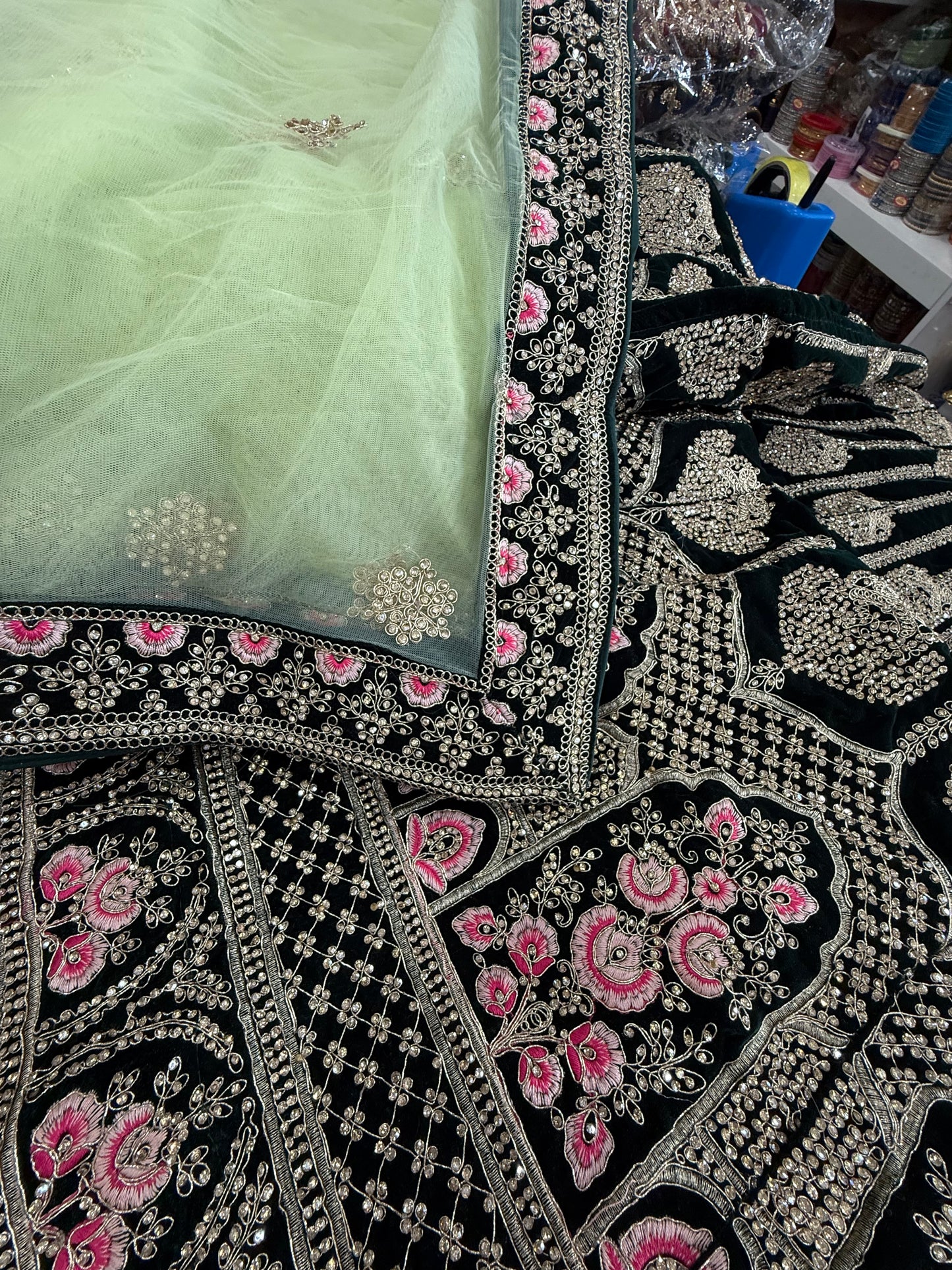 Beautiful designer bridal velvet unstitched lengha