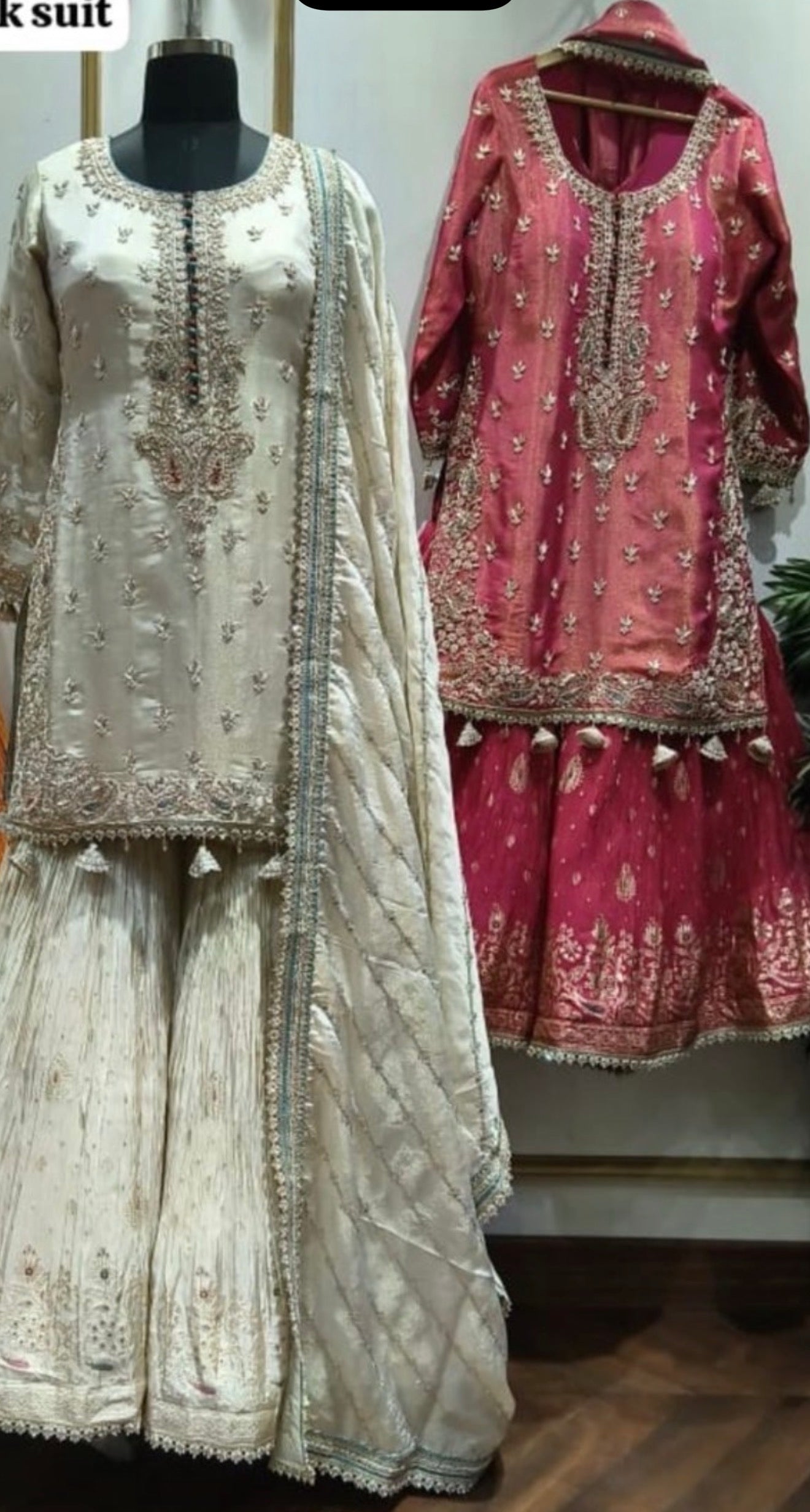 Beautiful designer heavily embroidery jimmy choo sharara suit
