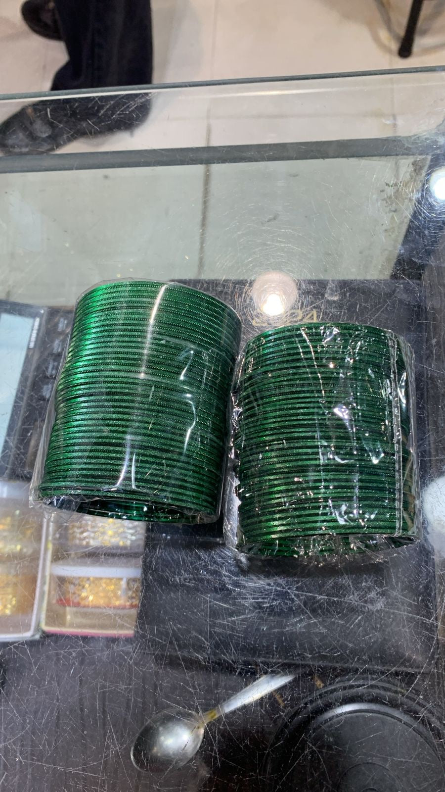 Beautiful designer metal plain bangle bottle green