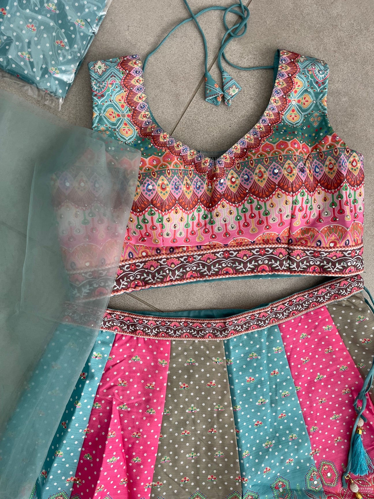 Beautiful designer digital print silk lengha choli