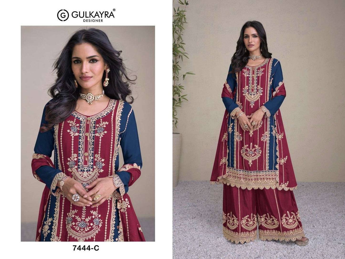 Beautiful designer flare top plazo suit