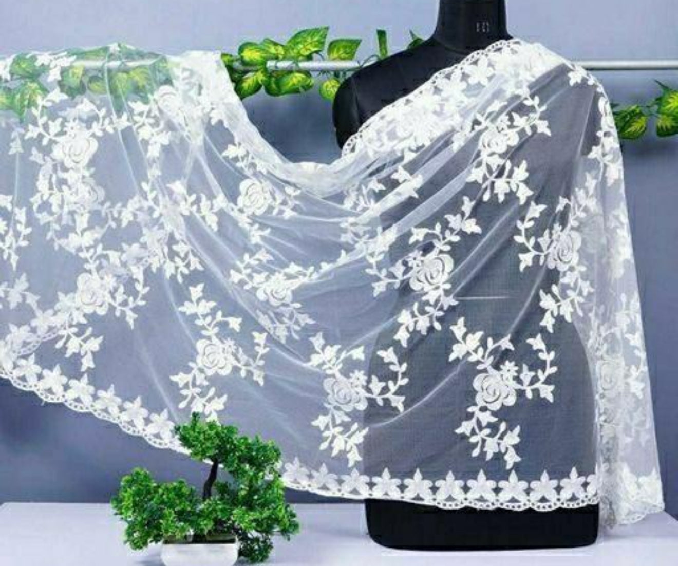 Beautiful designer net embroidered dupatta