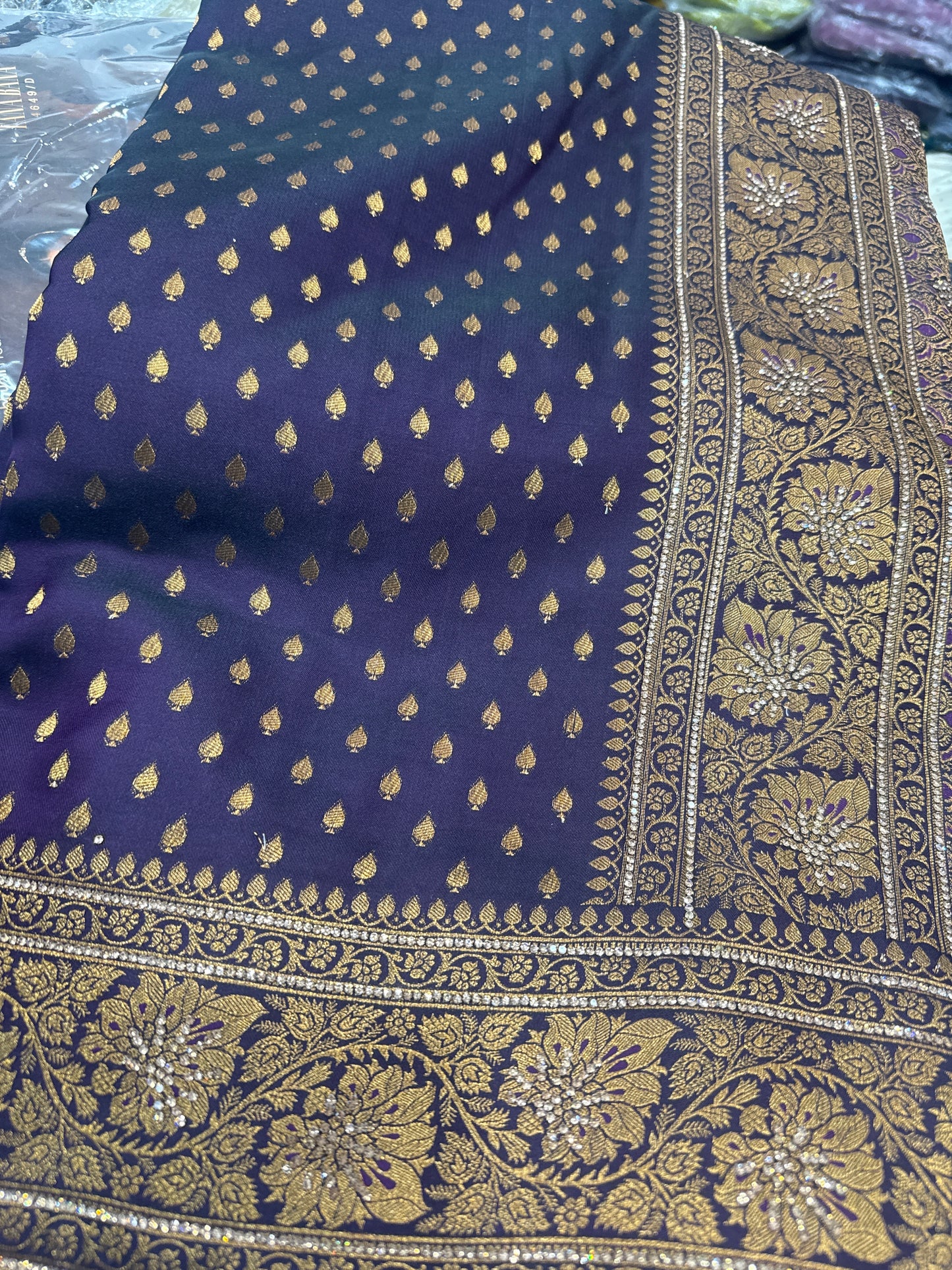 Beautiful designer pure silk stone work saree