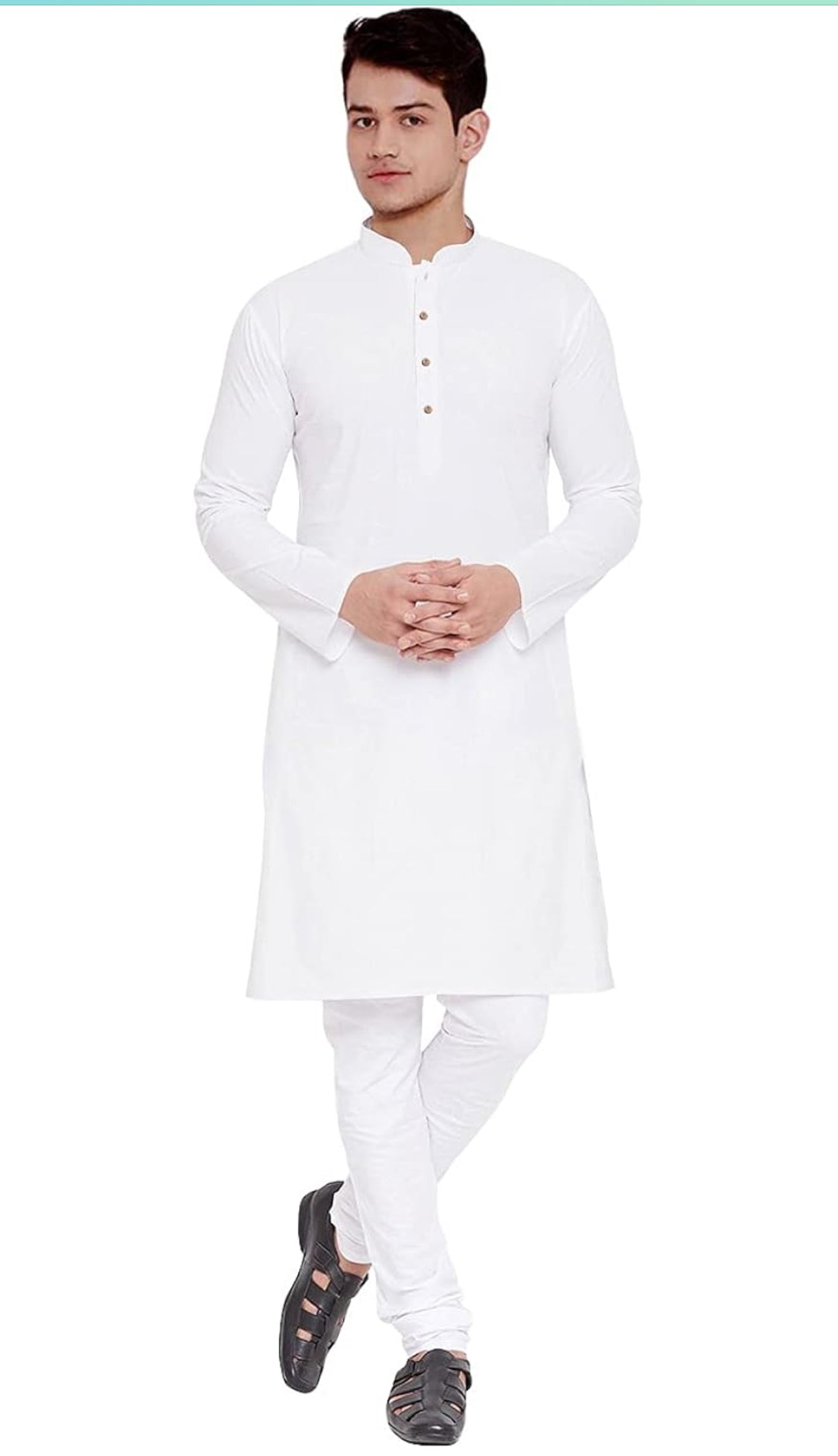 Beautiful designer Cotton Blend Pathani Kurta Pyjama Suit