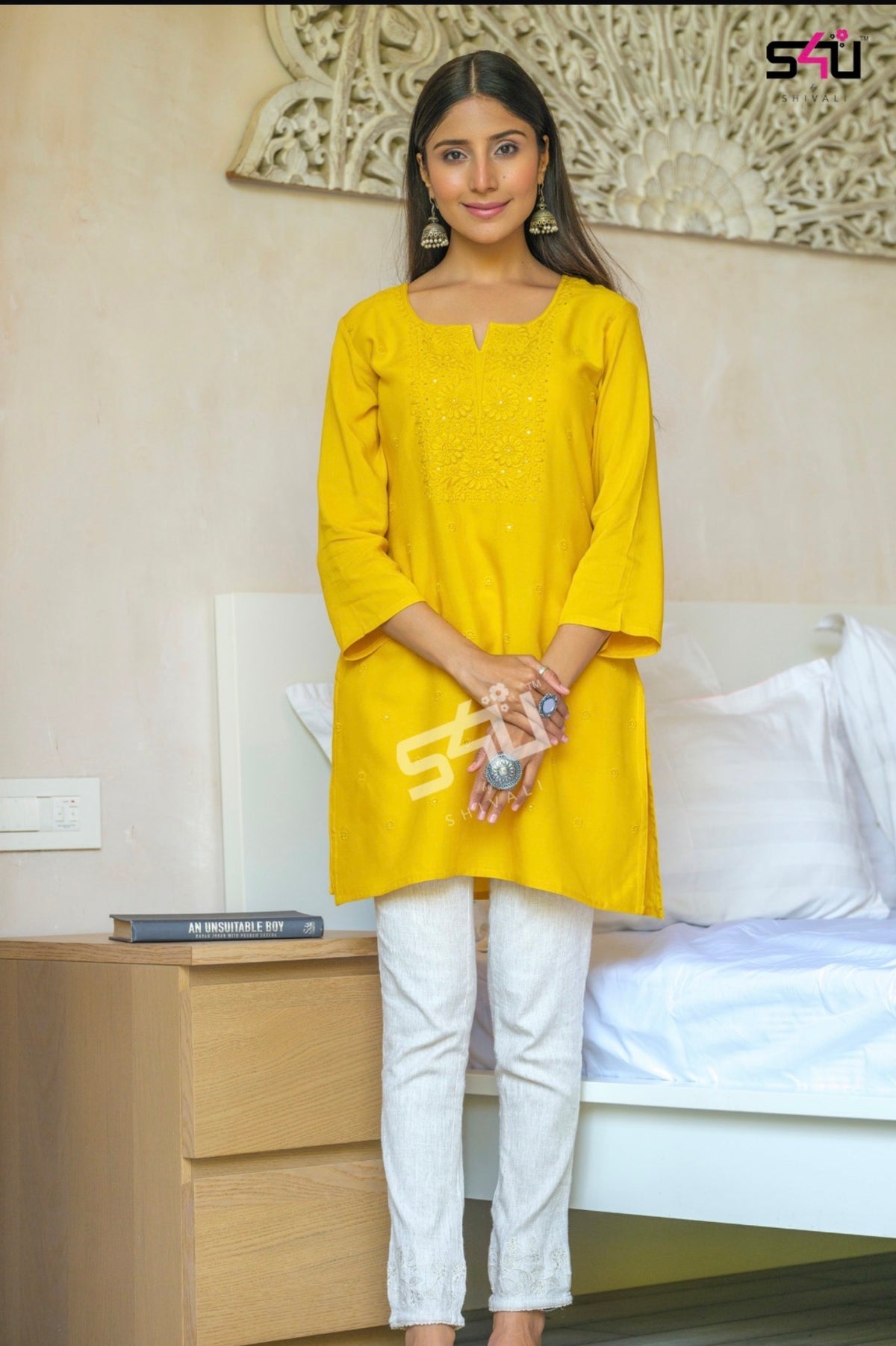 Beautiful designer Lucknowi Embroidery short Kurti