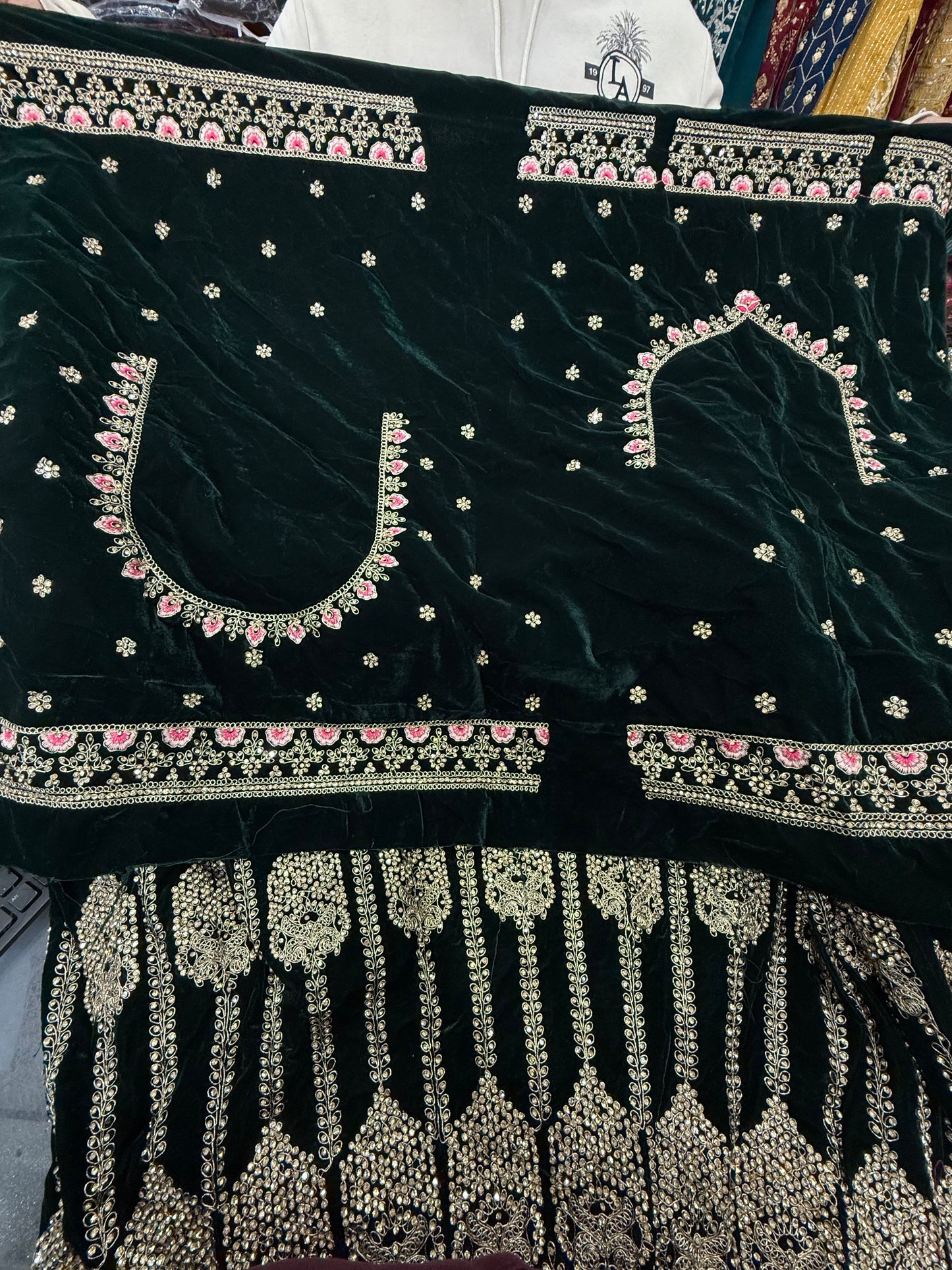 Beautiful designer bridal velvet unstitched lengha