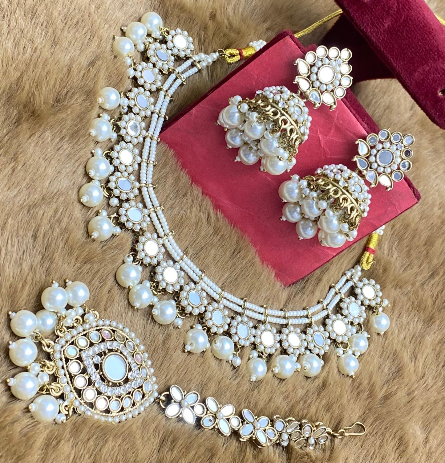 Beautiful designer mirror work necklace set