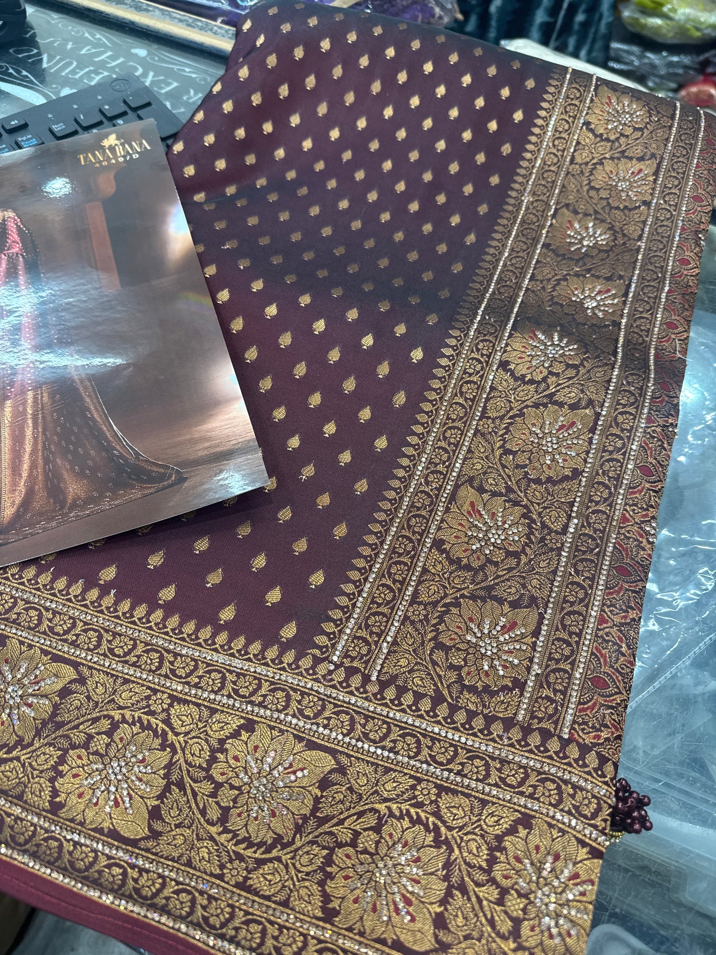 Beautiful designer pure silk stone work saree