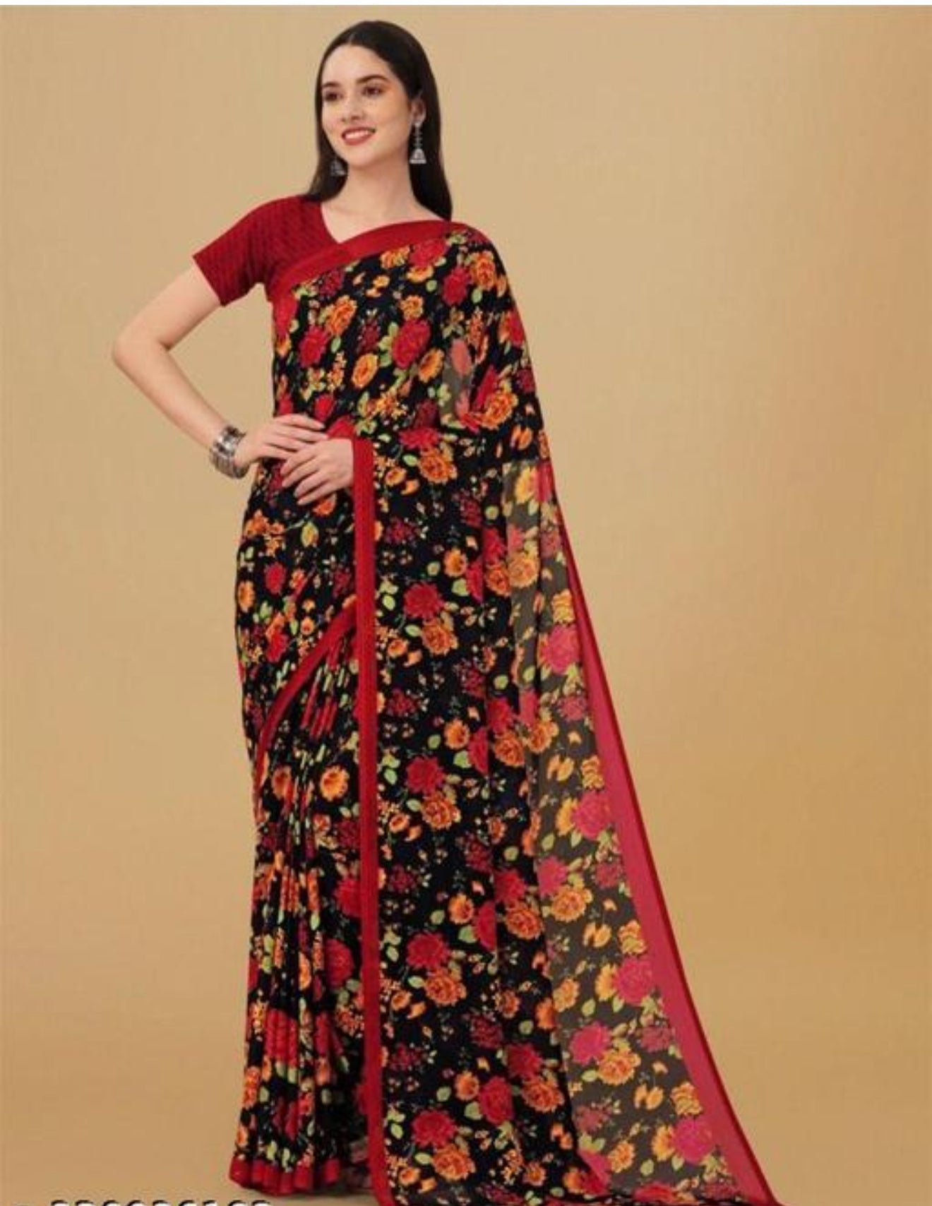 Beautiful designer geogrette floral saree