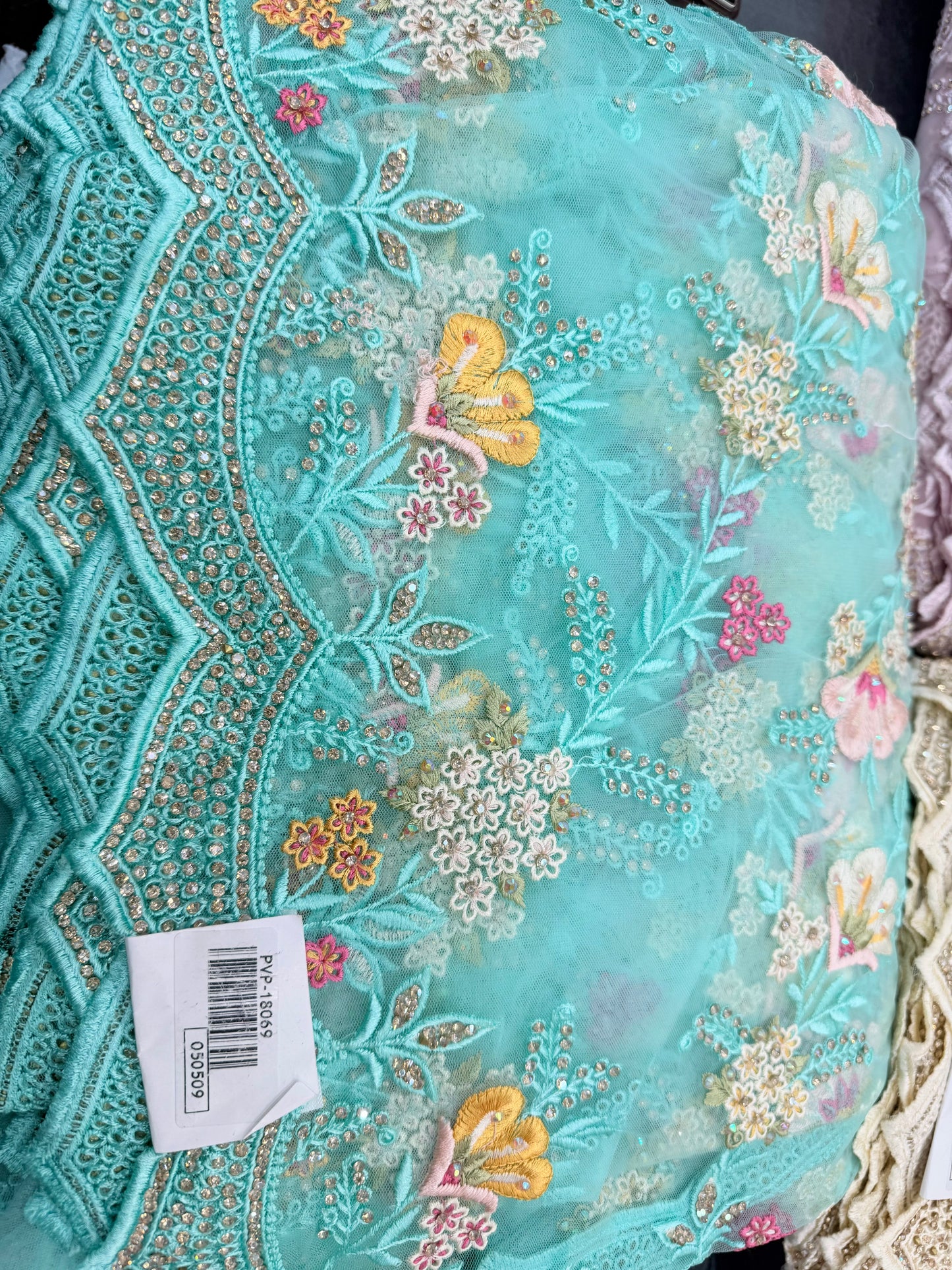 Beautiful designer fully embroidery net saree