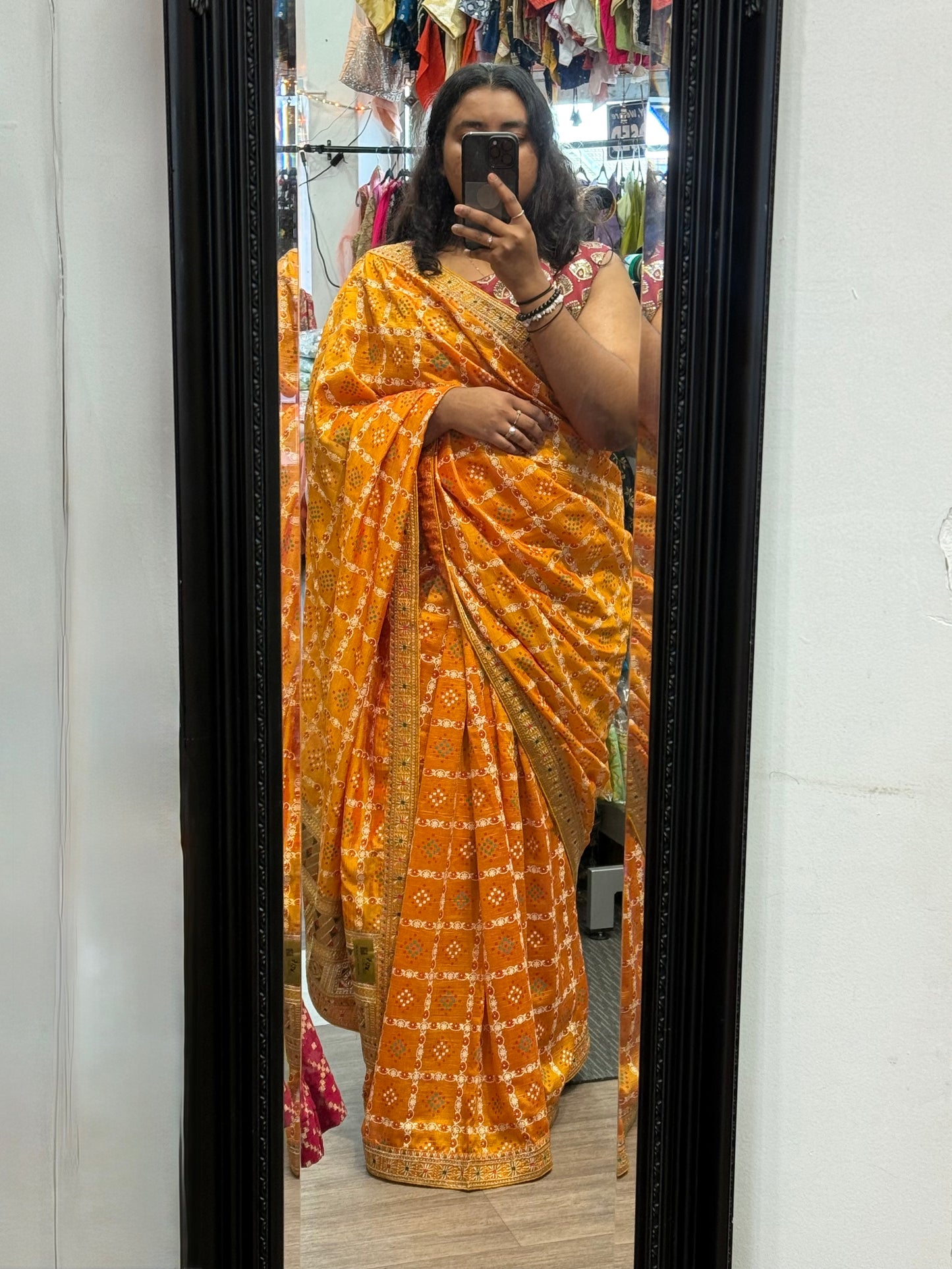 Beautiful designer bandhani silk saree