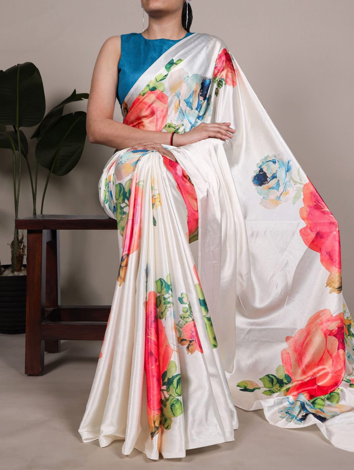Beautiful designer satin silk saree
