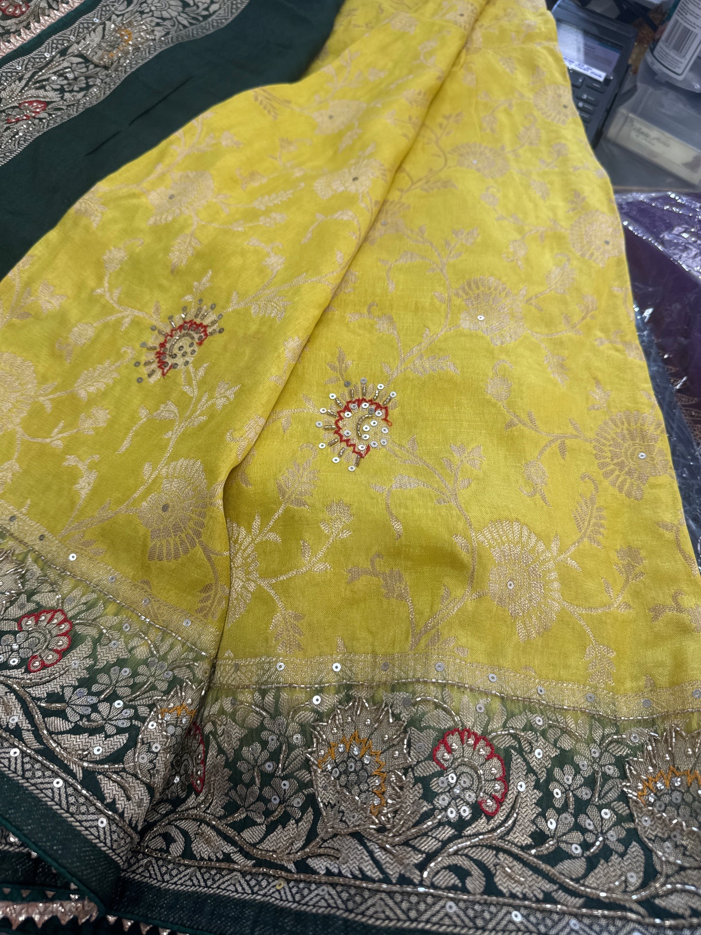 Beautiful designer fully embroidery silk saree