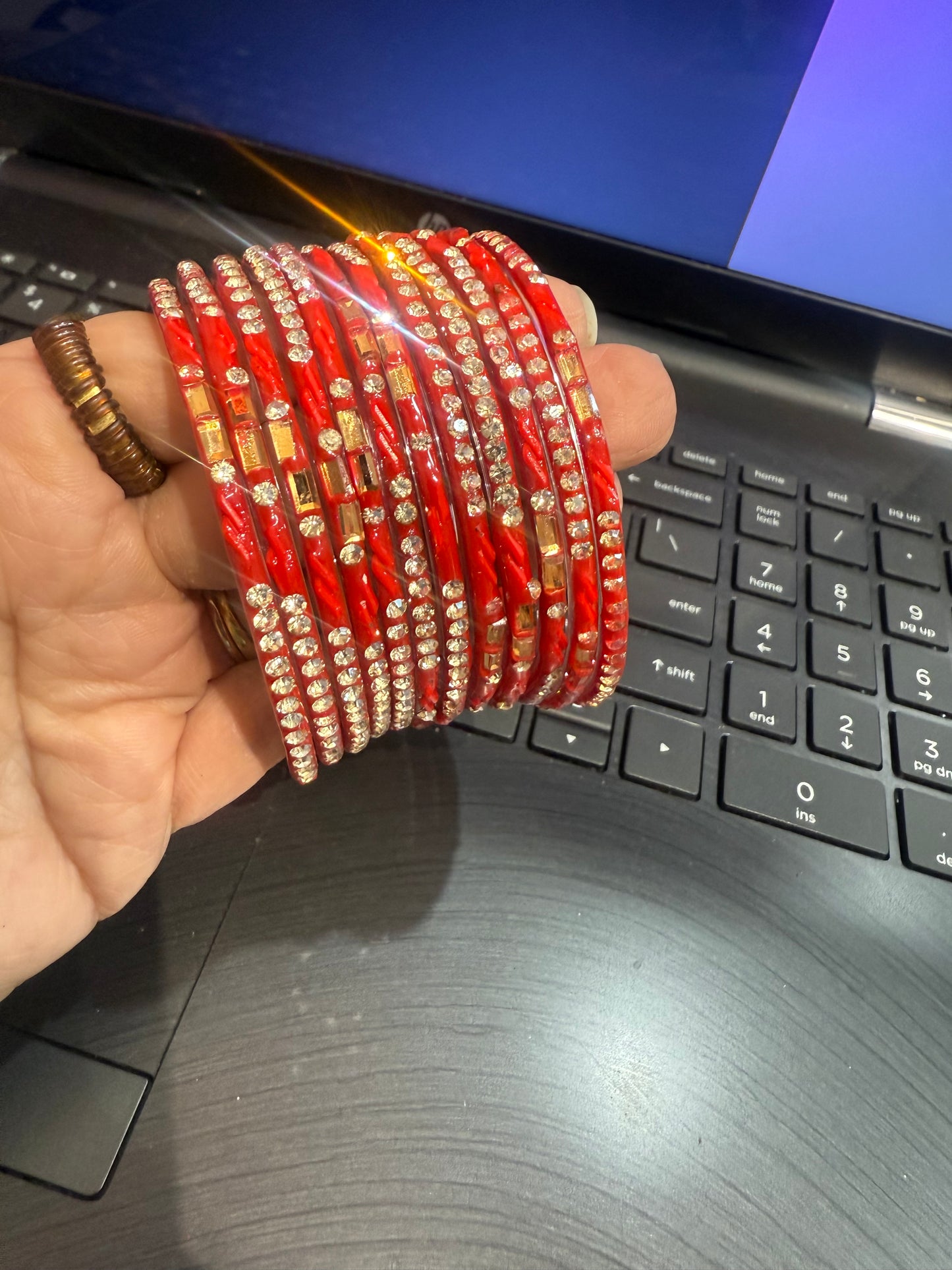 Beautiful designer stone work glass bangles