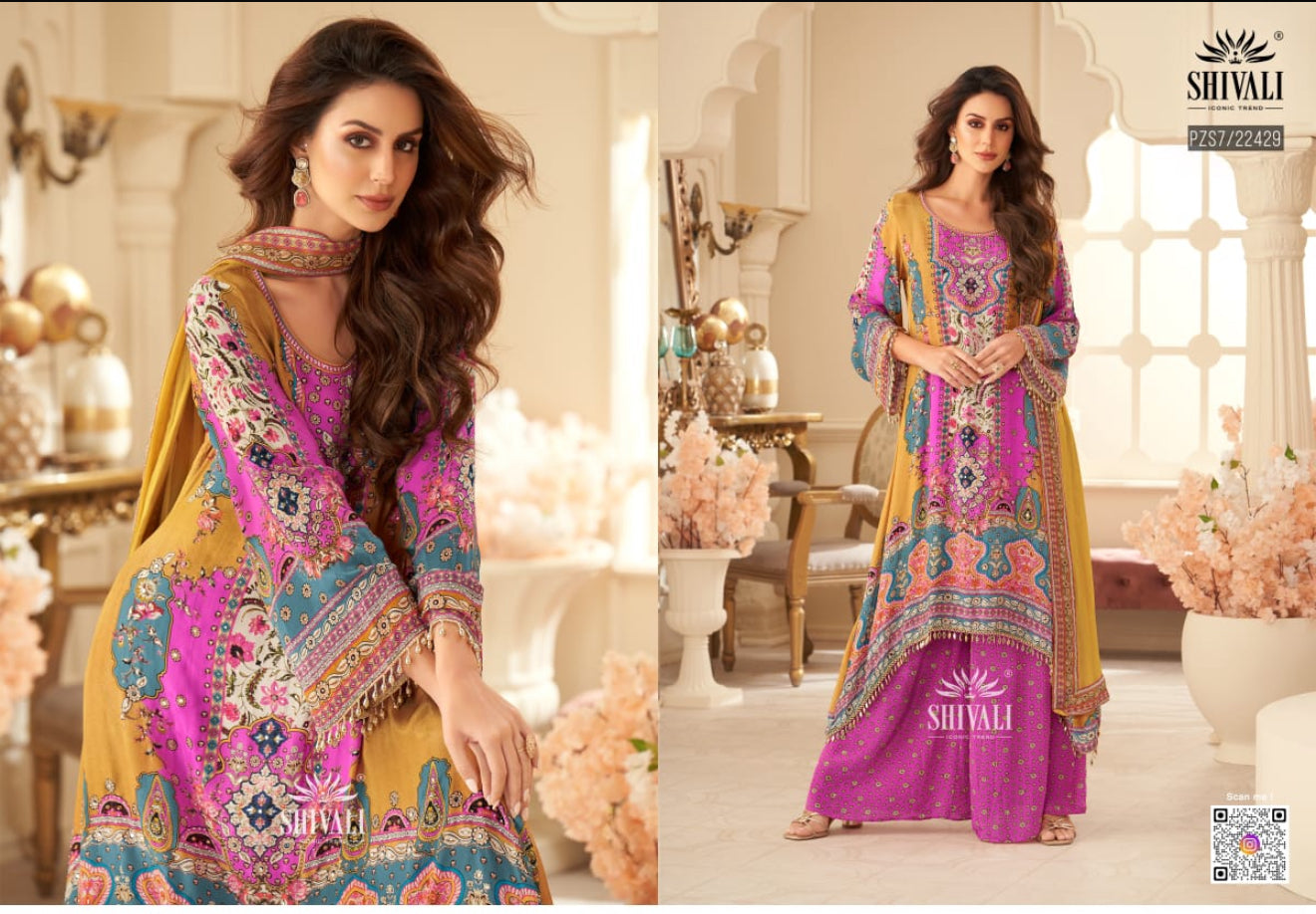 Beautiful designer printed plazo suit