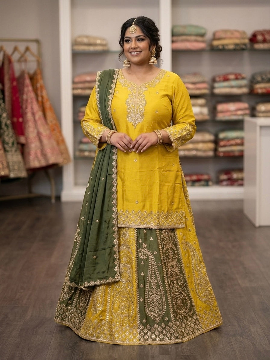 Beautiful designer long top lengha suit