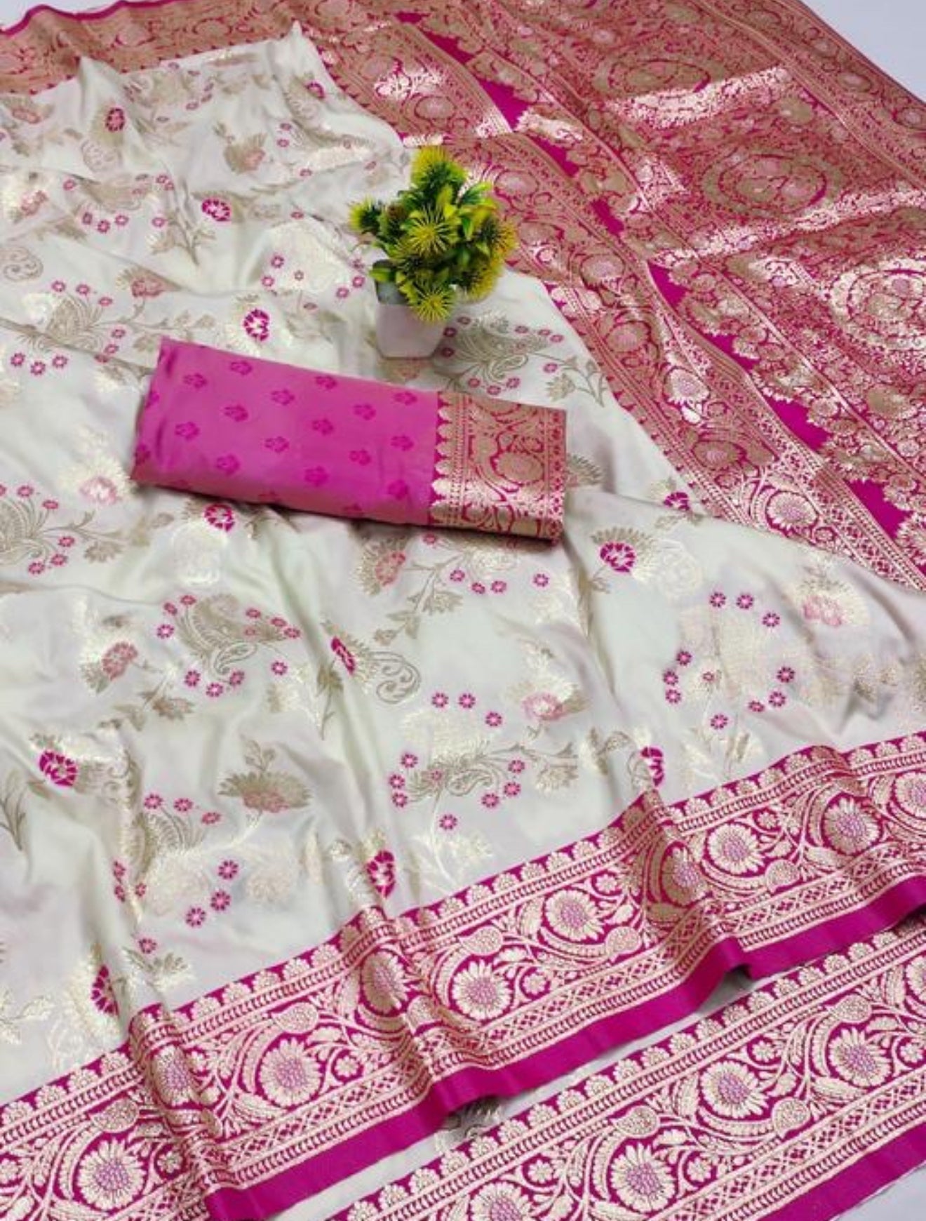Beautiful designer pure banasari silk saree